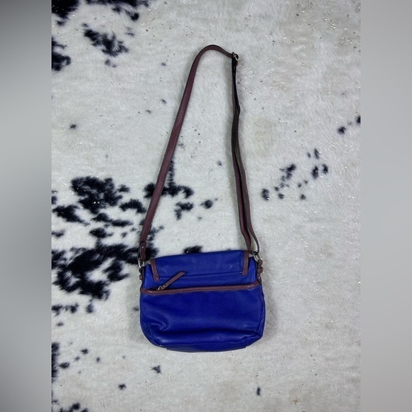 B.O.C Born Concept Women's Blue and Brown Leather Y2K Crossbody Satchel Purse - Picture 14 of 15